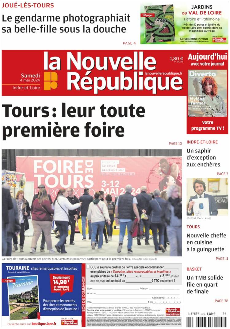 Portada de La Nouvelle Republique (Francia)