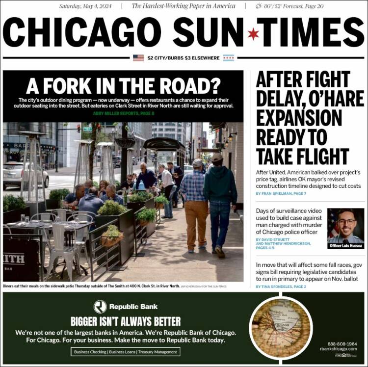 Portada de Chicago Sun-Times (USA)