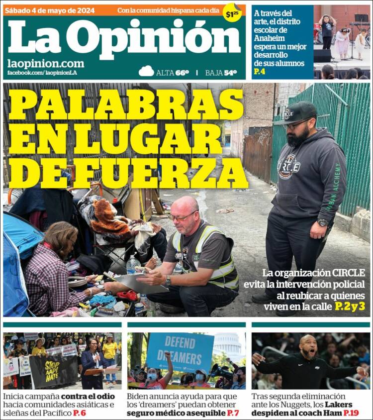 Portada de La Opinión (USA)