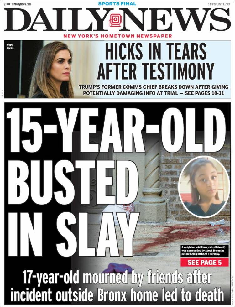 Portada de Daily News - New York (USA)