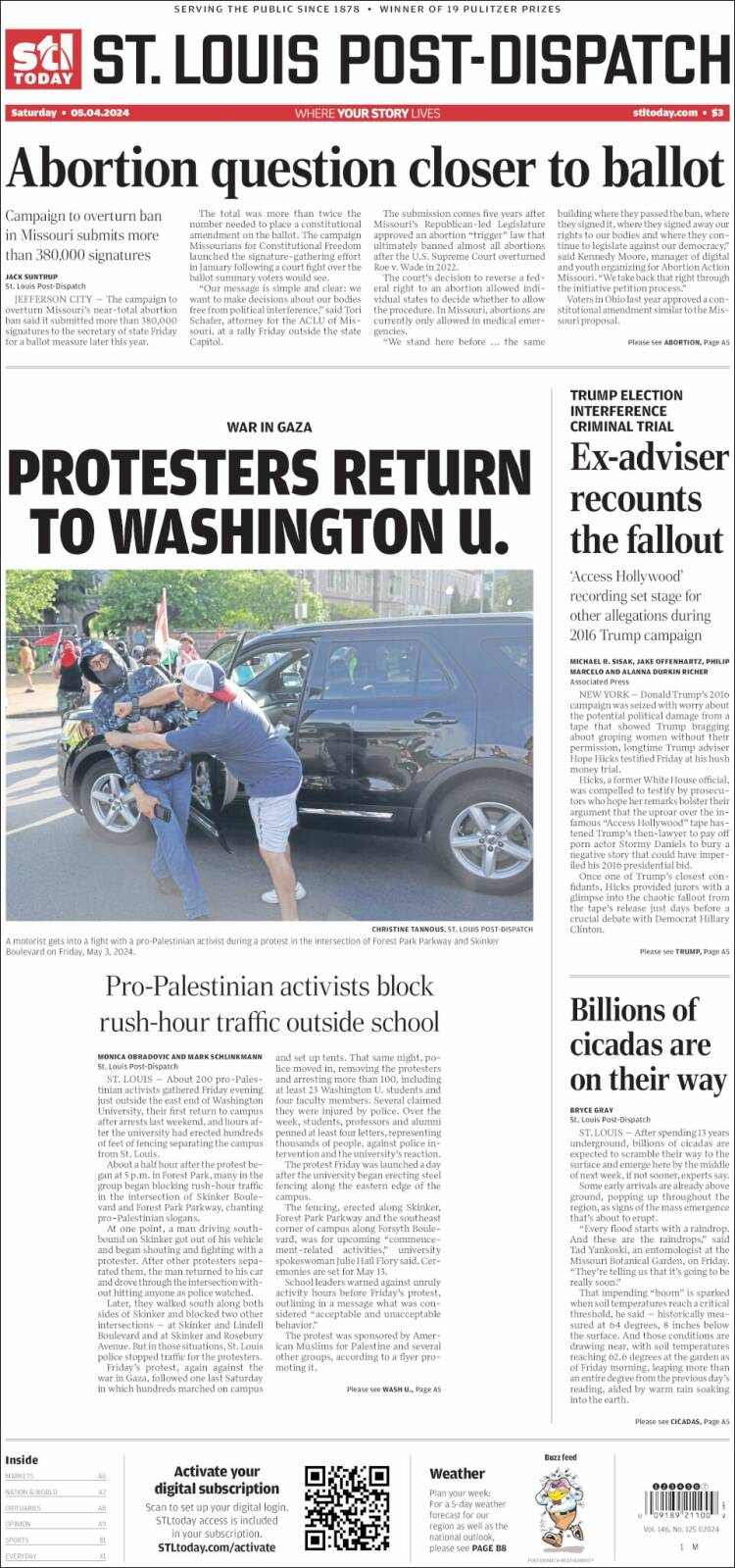 Portada de St. Louis Post-Dispatch (USA)