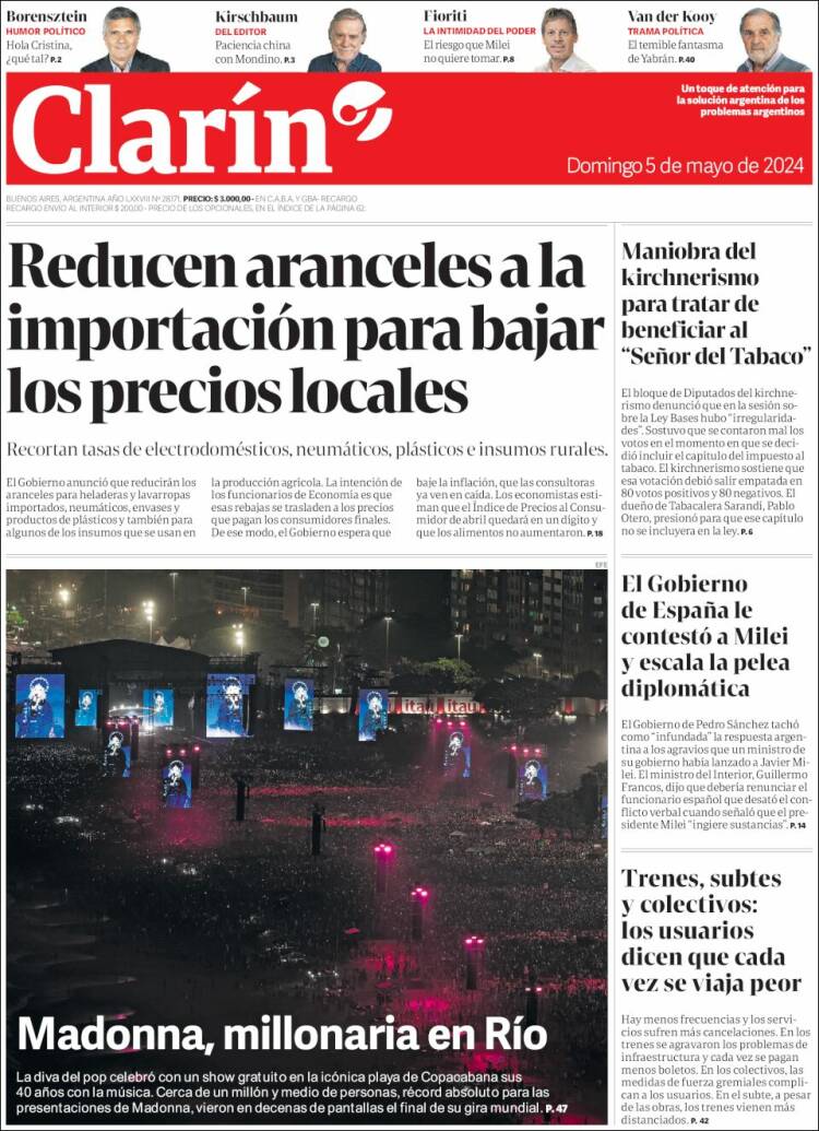 Portada de Clarín (Argentina)