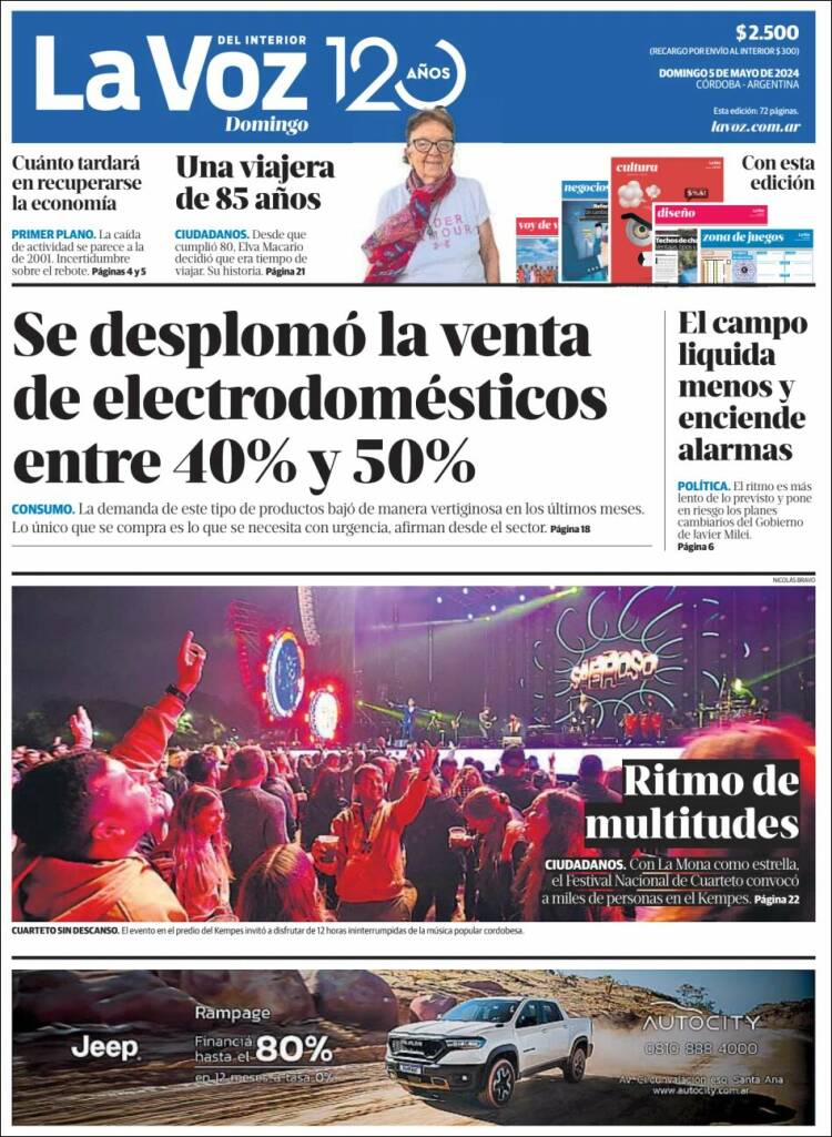 Portada de La Voz del Interior (Argentina)