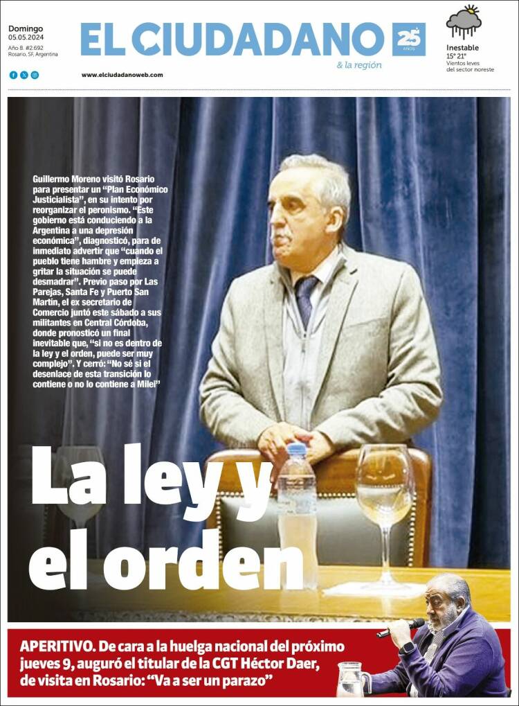 Portada de Diario El Ciudadano (Argentina)