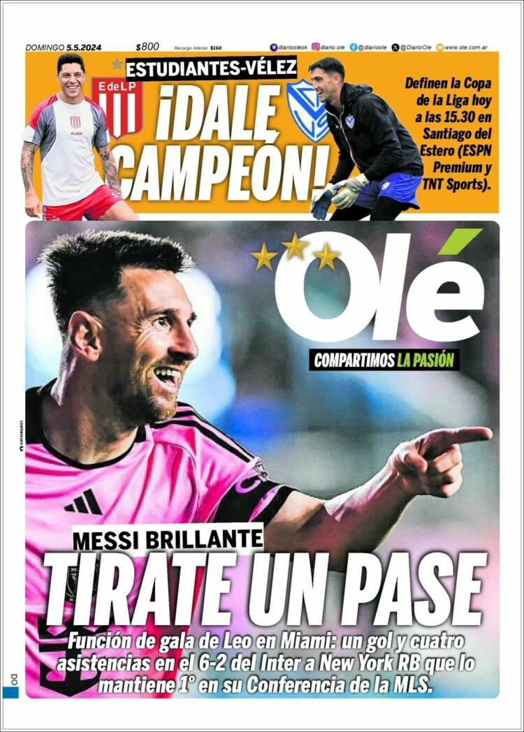 Portada de Olé (Argentina)