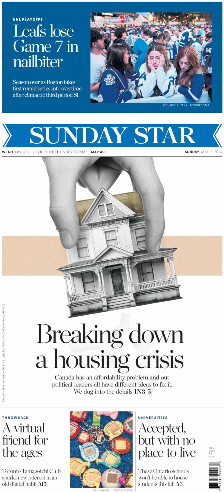 Portada de The Toronto Star (Canadá)