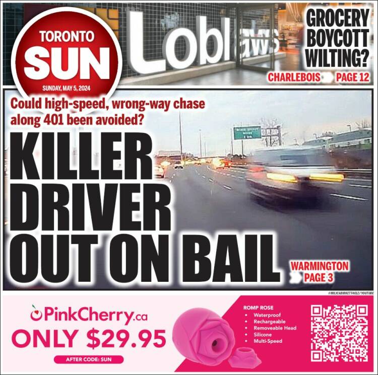 Portada de The Toronto Sun (Canadá)