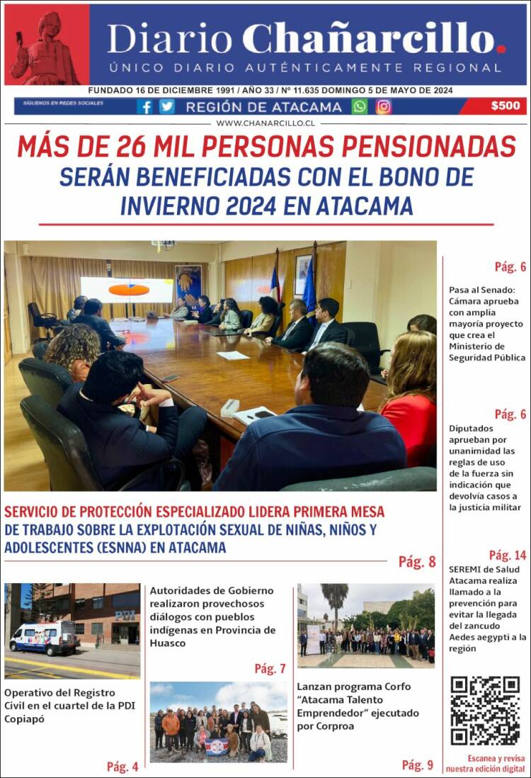 Portada de Diario Chañarcillo (Chile)