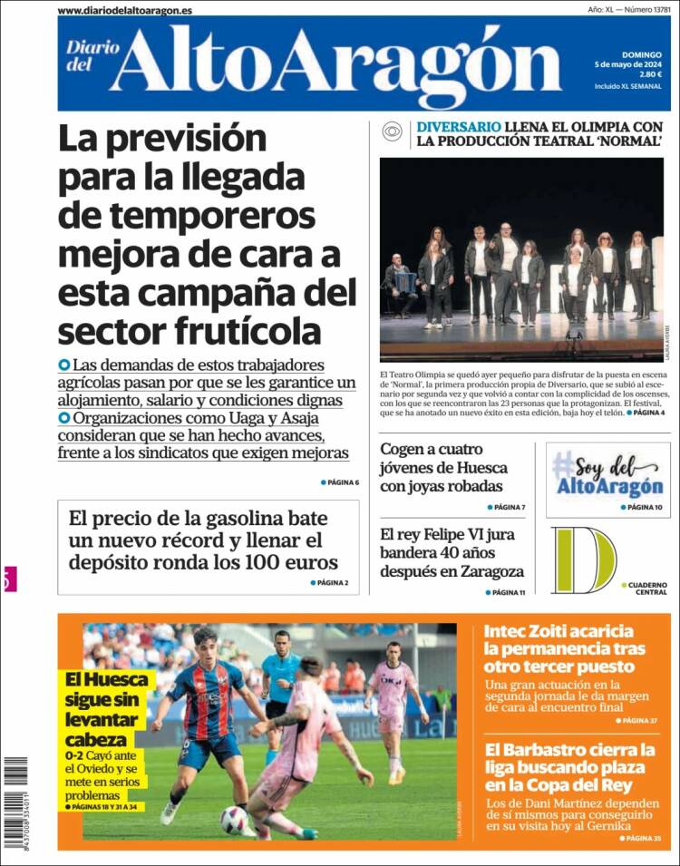 Portada de Diario del AltoAragón (España)
