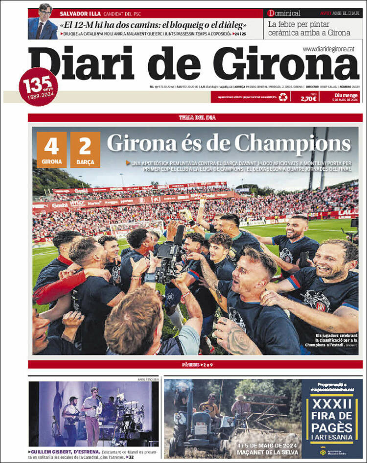 Portada de Diari de Girona (España)