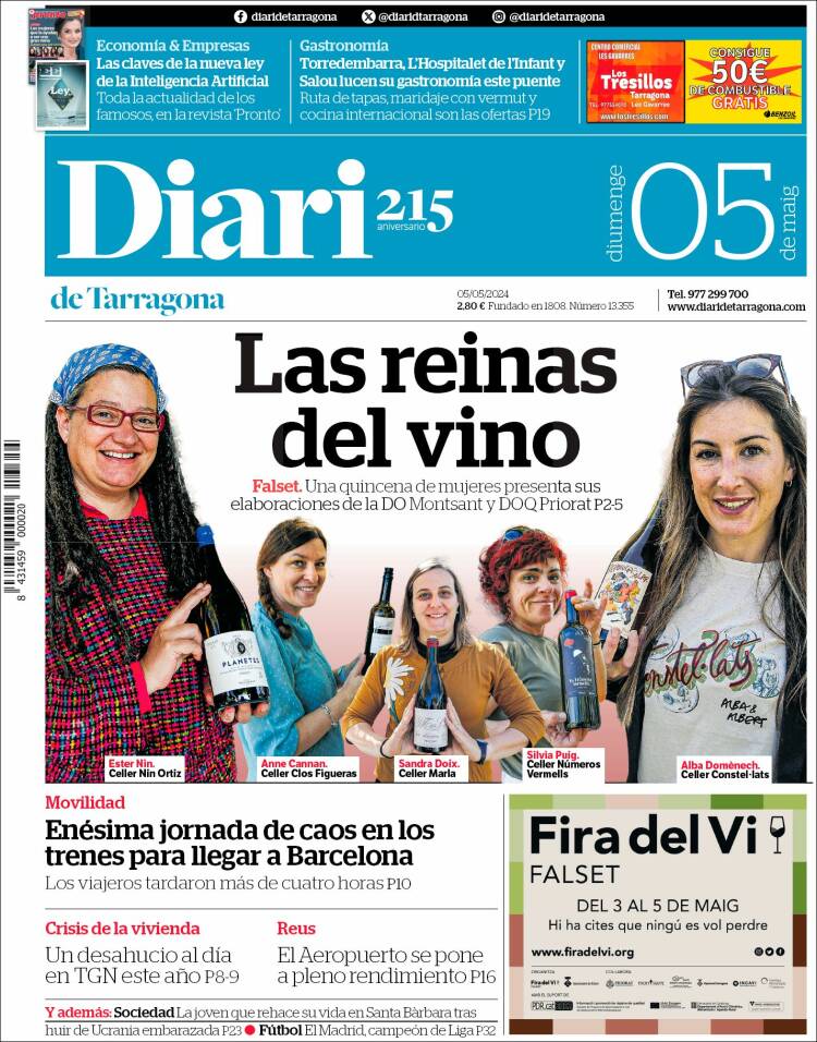 Portada de Diari de Tarragona (España)