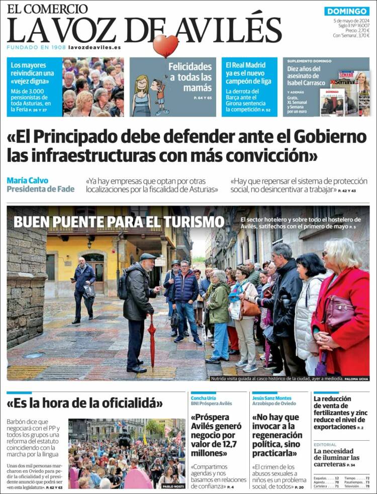 Portada de El Comercio - Avilés (España)
