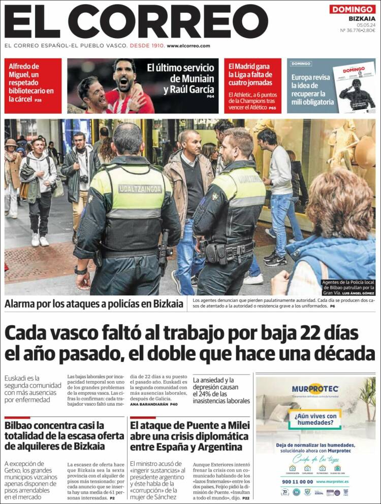 Portada de El Correo (España)
