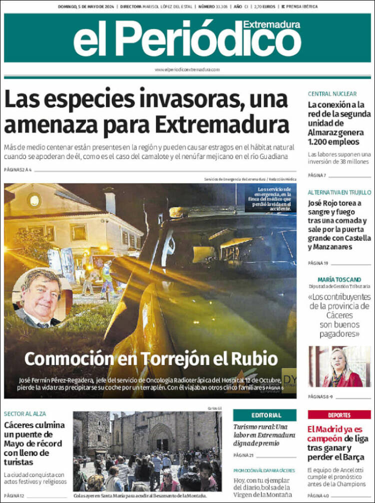Portada de El Periódico de Extremadura (España)