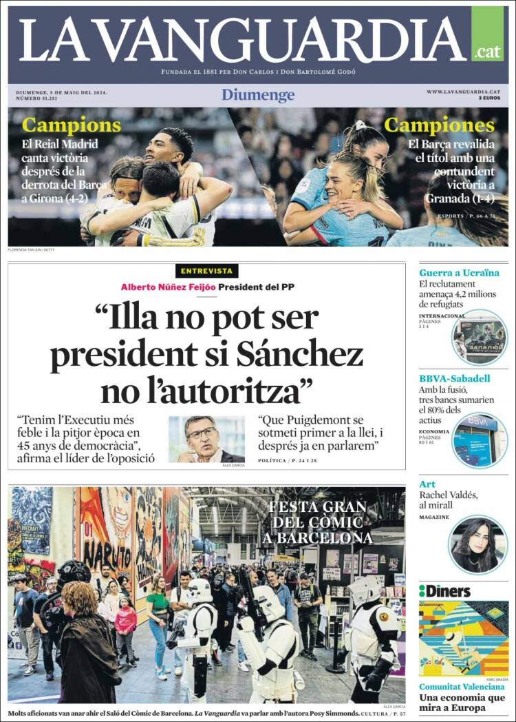 Portada de La Vanguardia (España)