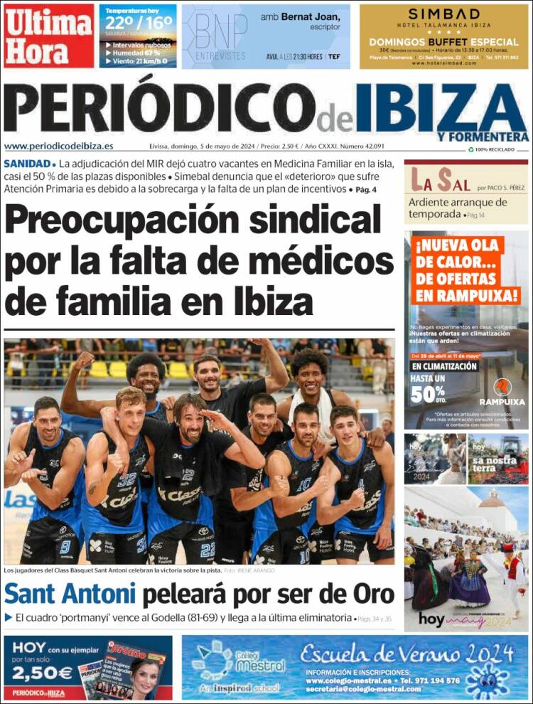 Portada de Periódico de Ibiza (España)