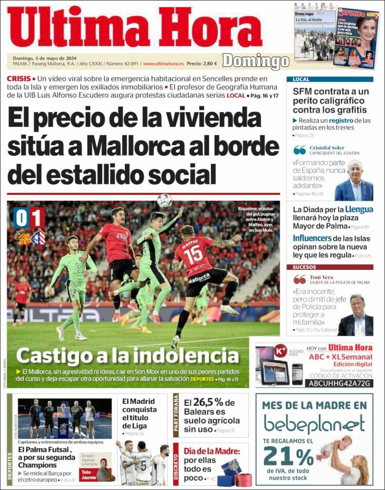 Portada de Última Hora (España)