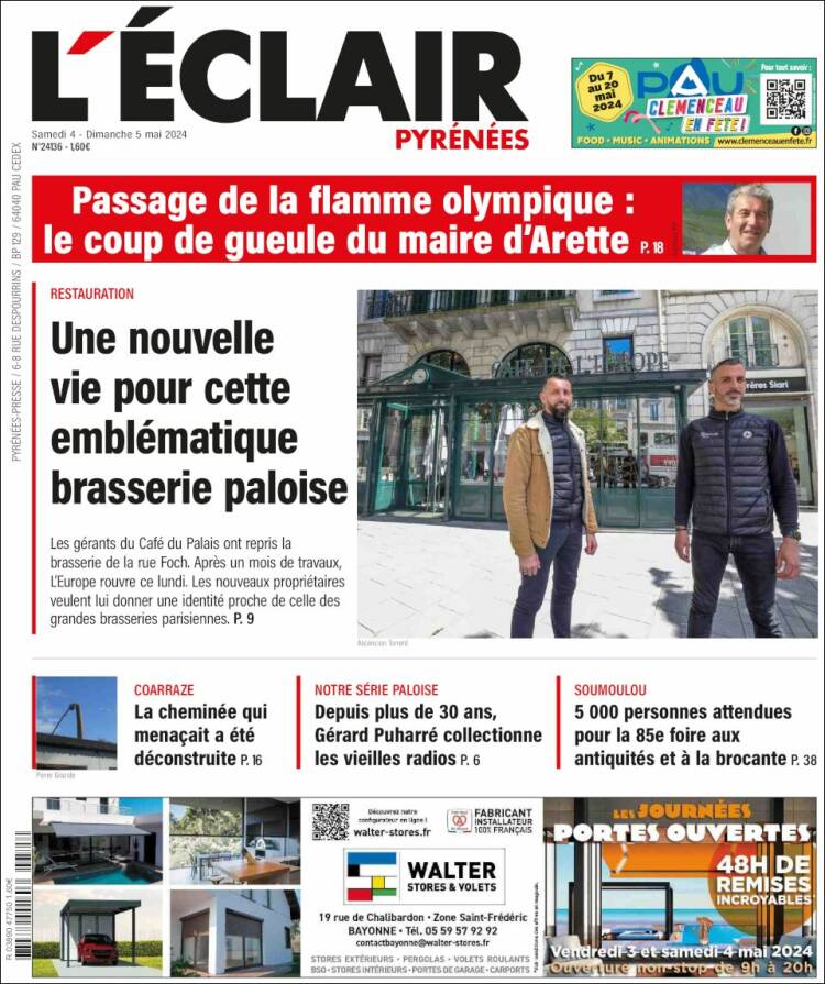 Portada de L'Eclair des Pyrénées (Francia)
