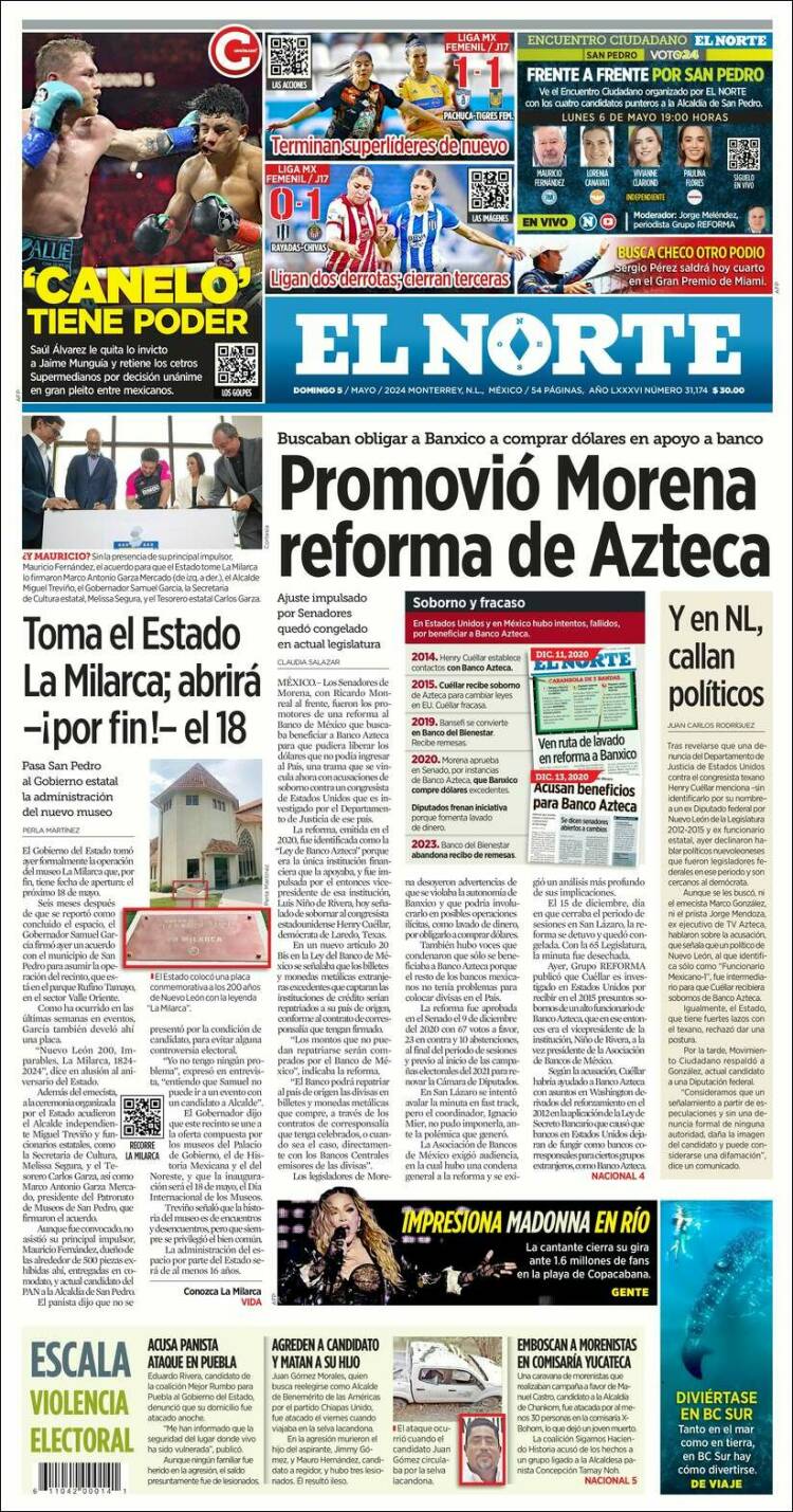 Portada de El Norte (México)