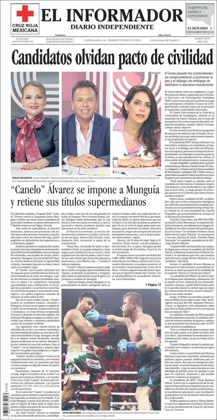 Portada de El Informador (México)