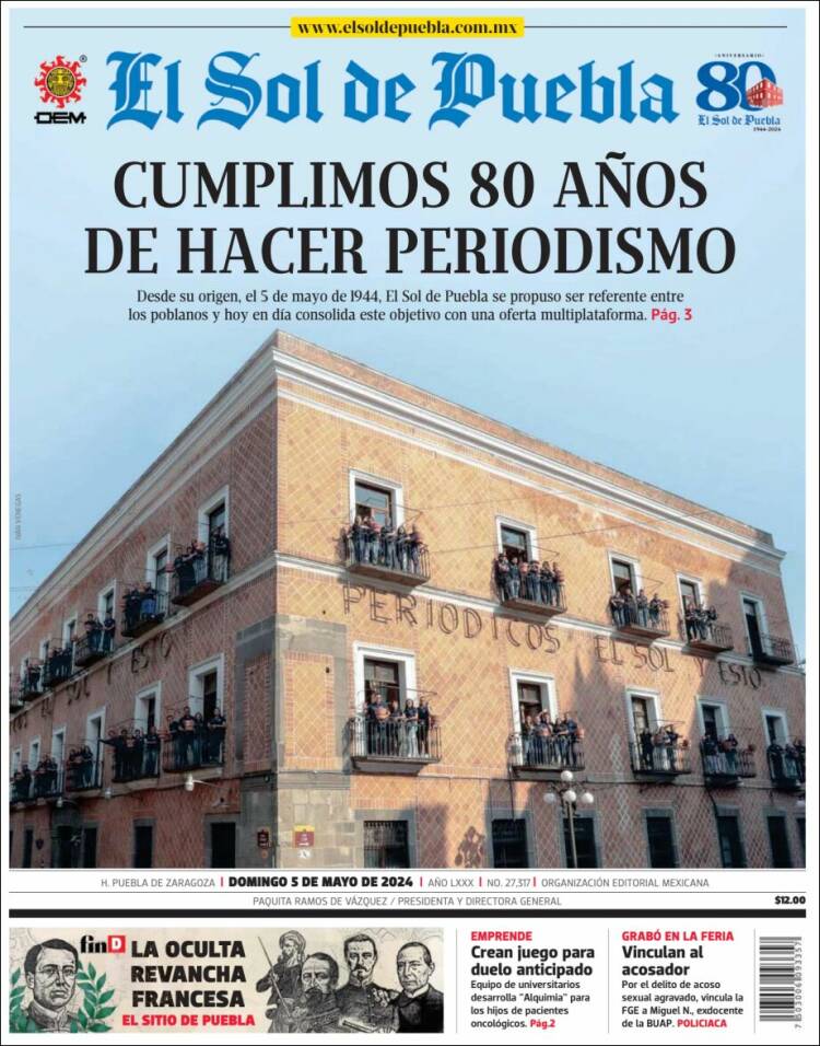 Portada de El Sol de Puebla (México)