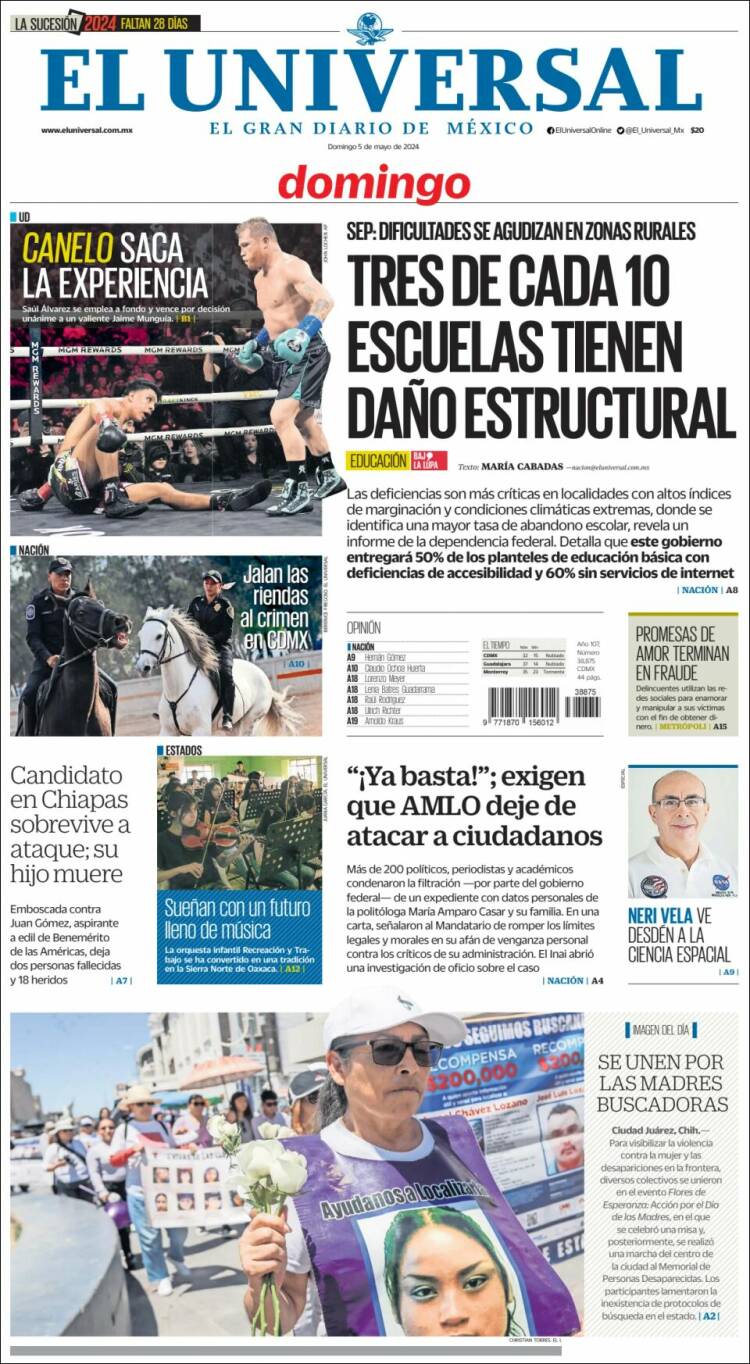 Portada de El Universal (México)