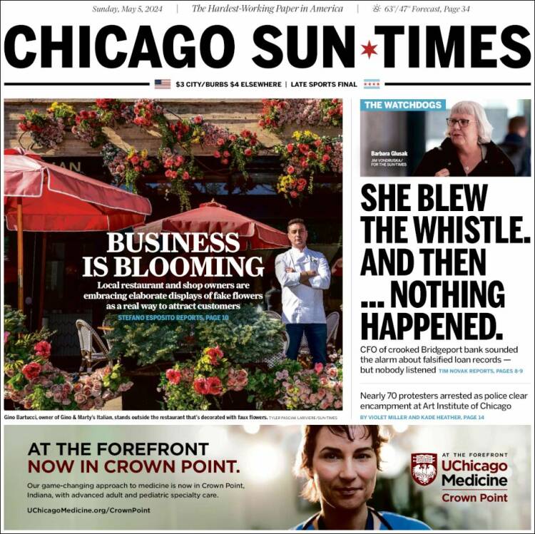Portada de Chicago Sun-Times (USA)