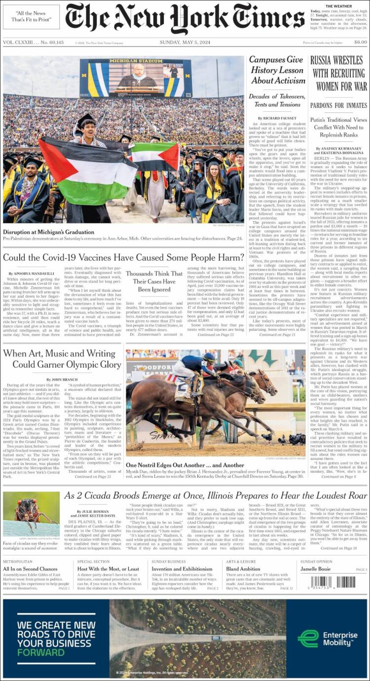 Portada de New York Times (USA)