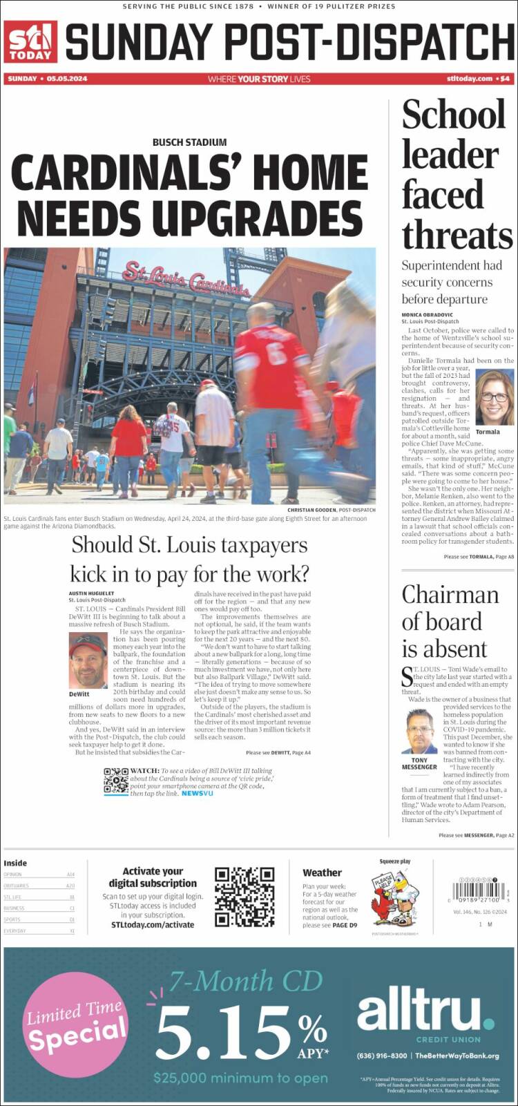 Portada de St. Louis Post-Dispatch (USA)