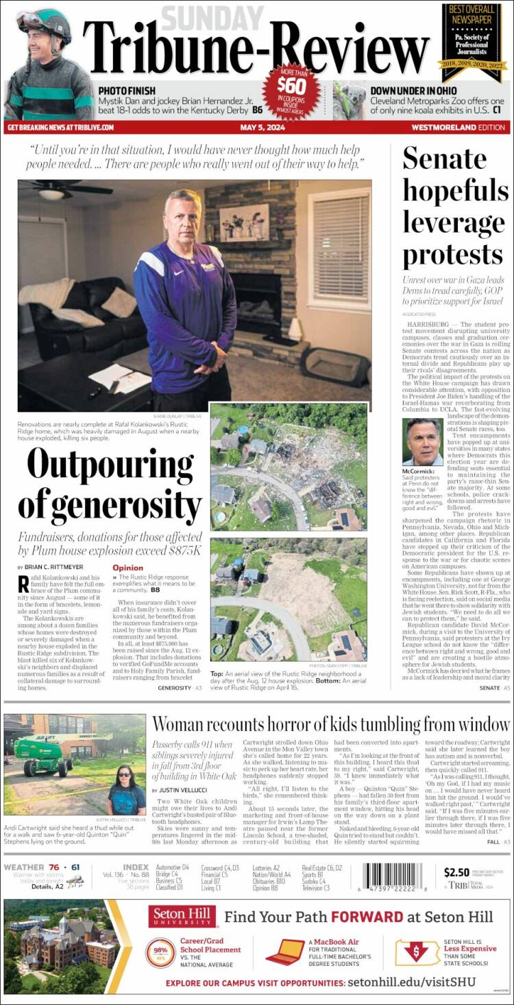 Portada de Tribune-Review (USA)