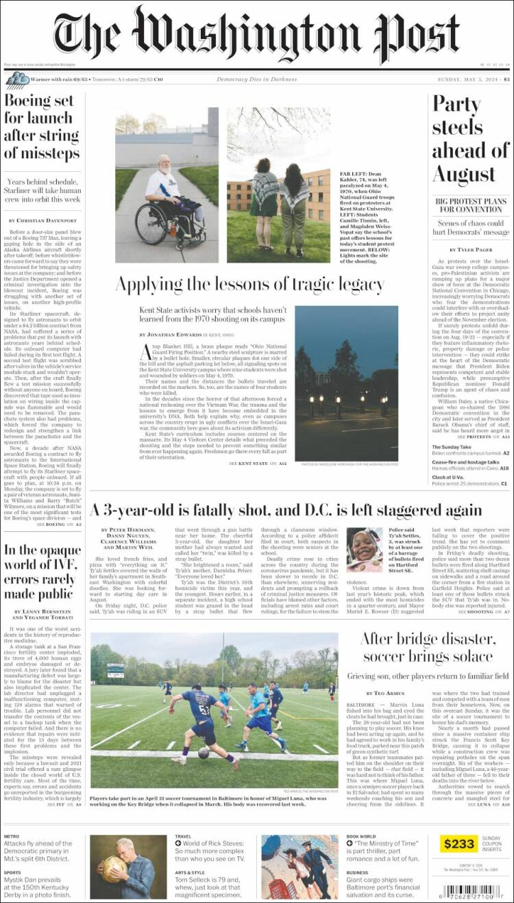 Portada de The Washington Post (USA)