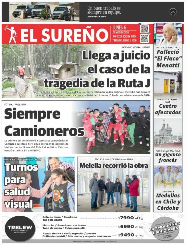 Portada de Diario El Sureño (Argentina)