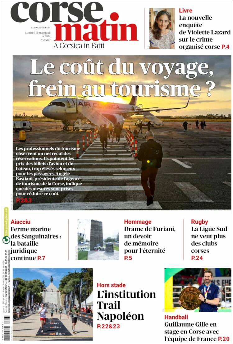 Portada de Corse-Matin (Francia)