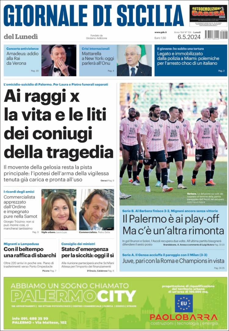 Portada de Giornale di Sicilia (Italia)