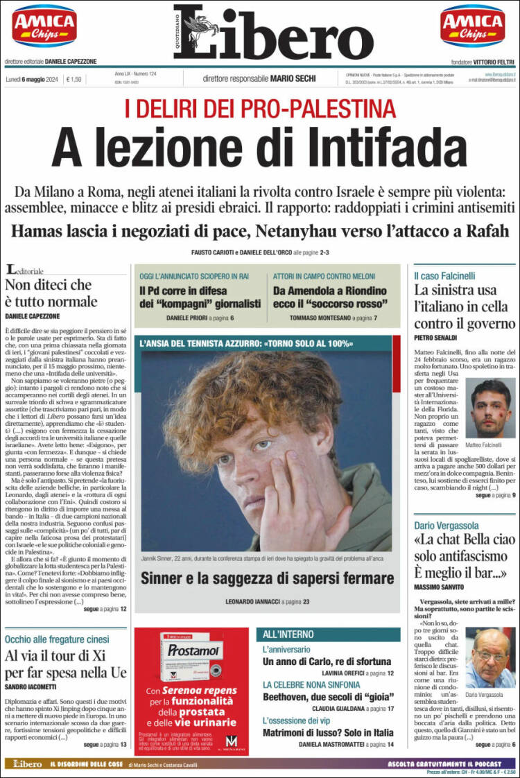 Portada de Libero (Italia)