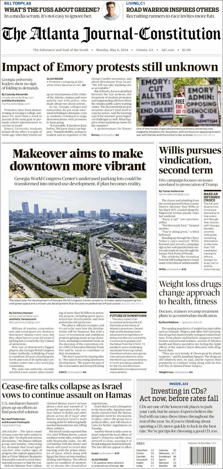 Portada de The Atlanta Journal-Constitution (USA)