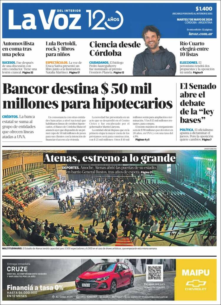 Portada de La Voz del Interior (Argentina)