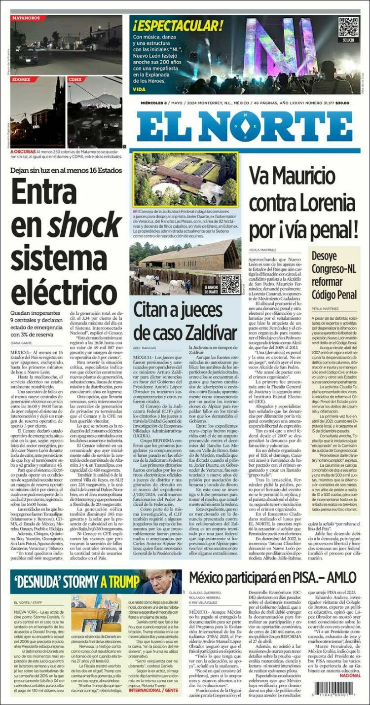 Portada de El Norte (México)