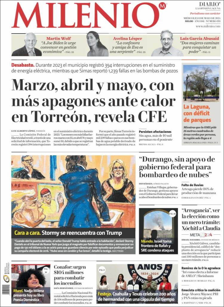 Portada de Milenio - Laguna (México)