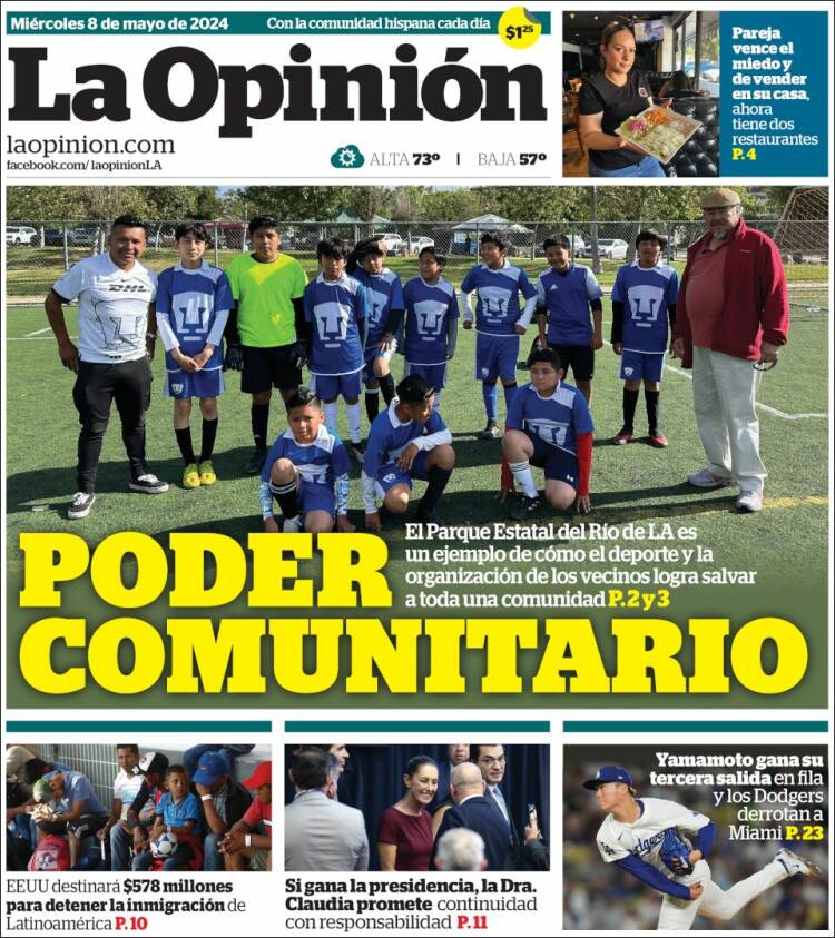 Portada de La Opinión (USA)