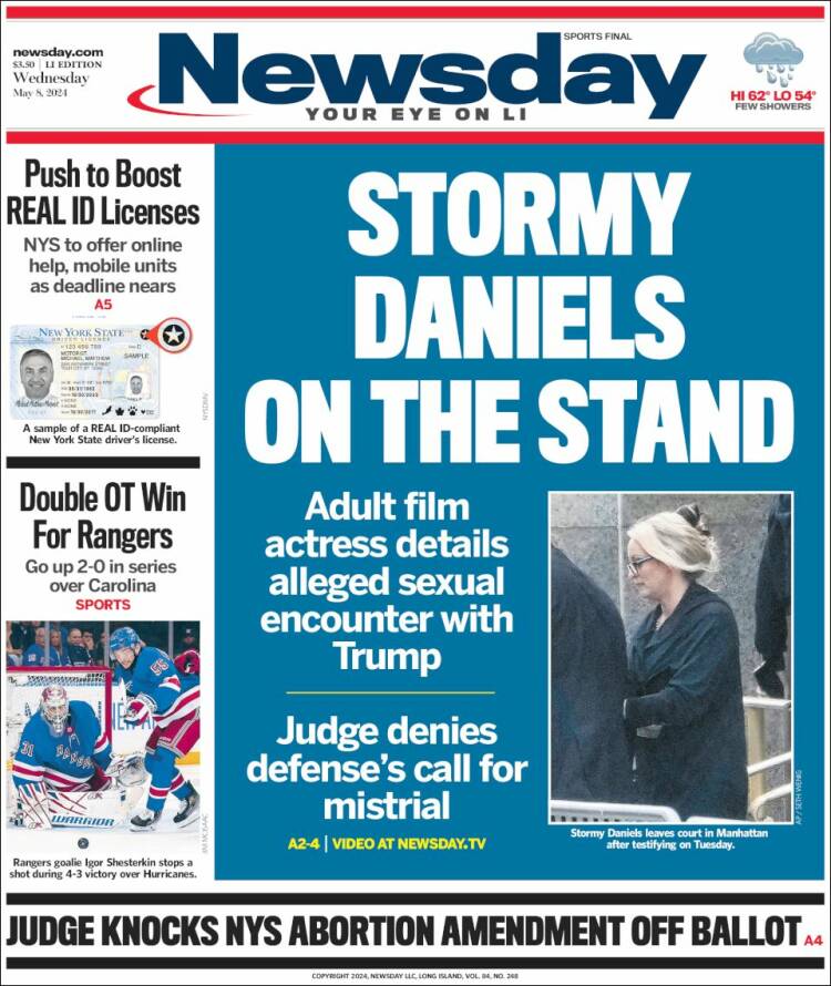 Portada de Newsday (USA)