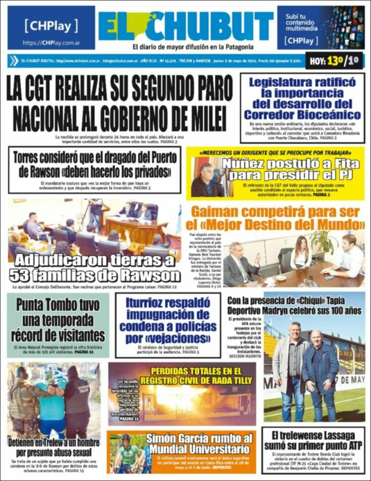 Portada de El Chubut (Argentina)