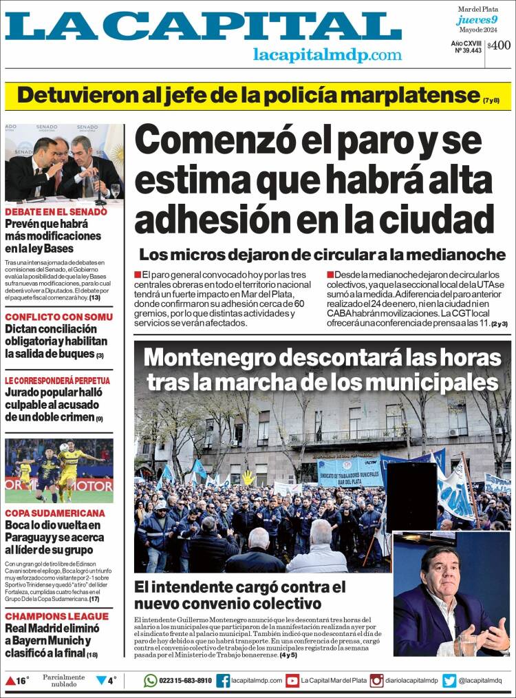 Portada de Diario La Capital - Mar del Plata (Argentina)