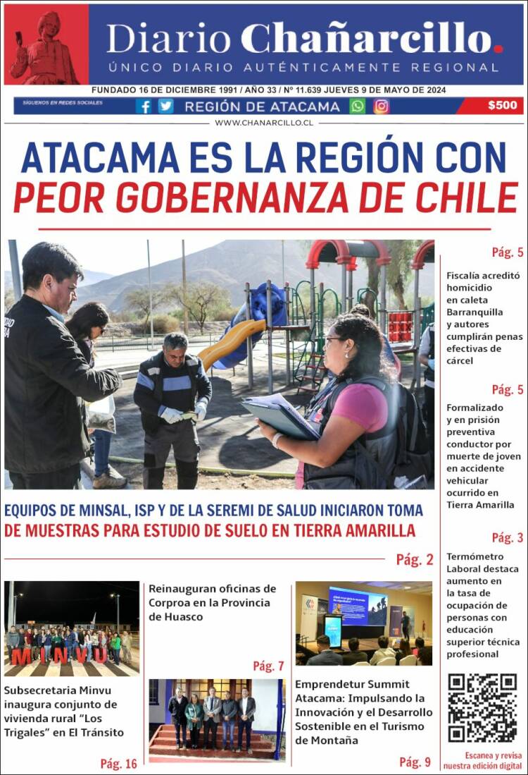 Portada de Diario Chañarcillo (Chile)