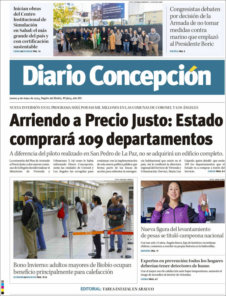 Portada de Diario de Concepción (Chile)