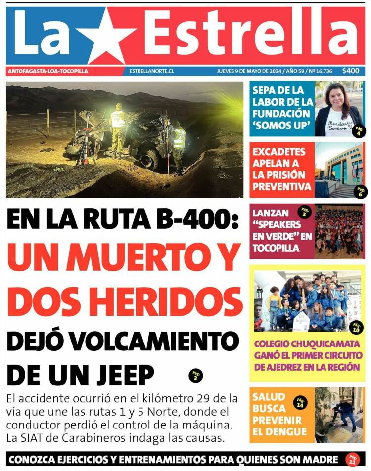 Portada de La Estrella de Tocopilla (Chile)