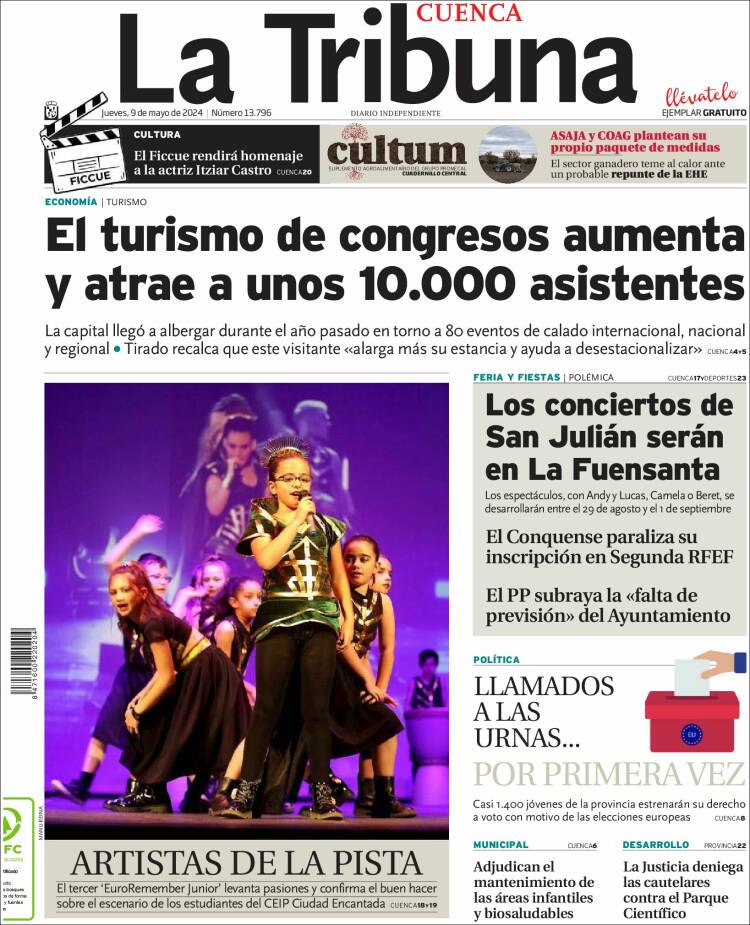 Portada de La Tribuna de Cuenca (España)