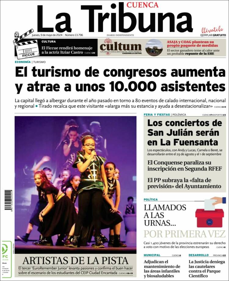 Portada de La Tribuna de Cuenca (España)