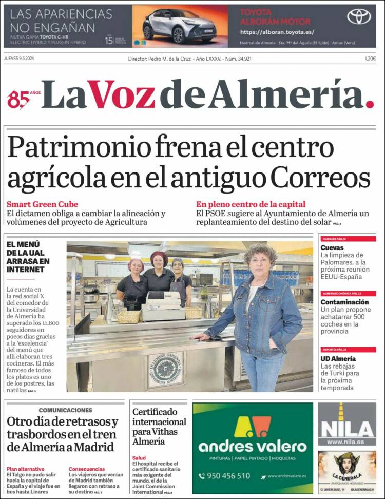 Portada de La Voz de Almería (España)