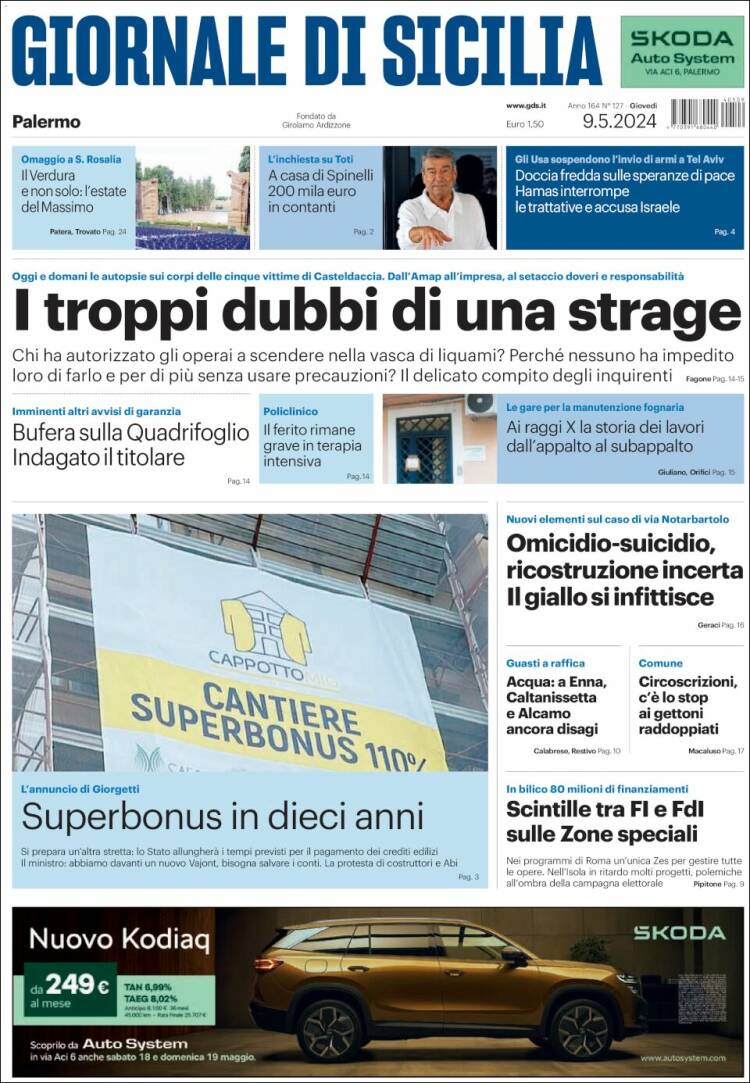 Portada de Giornale di Sicilia (Italia)